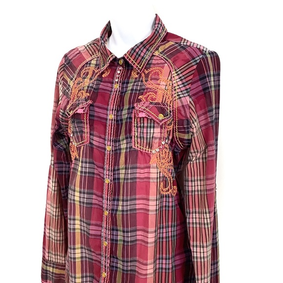 EUC LS plaid top by Roar - Picture 2 of 15